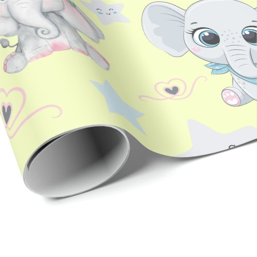 Sweet and Playful Baby Elephants: Perfektes Wrappi Geschenkpapier (Rolleneckpunkt)