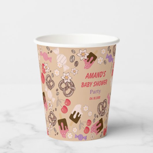 Sweet and Salty Baby Dusche Beige Pappbecher (Rückseite)