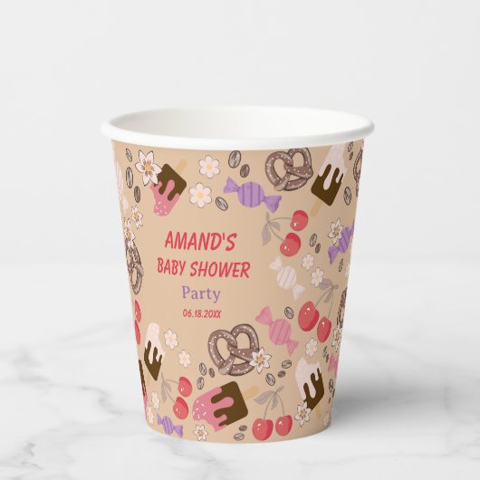 Sweet and Salty Baby Dusche Beige Pappbecher (Vorderseite)