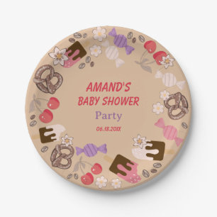 Sweet and Salty Baby Shower Beige Papierplatte Pappteller