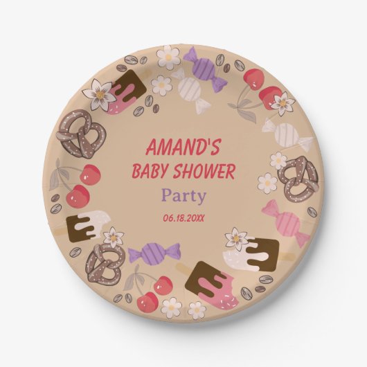 Sweet and Salty Baby Shower Beige Papierplatte Pappteller (Vorderseite)