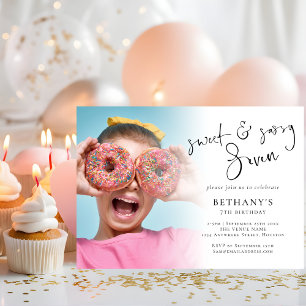 Sweet and Sassy Seven Foto Overlay 7. Geburtstag Einladung