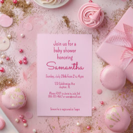 Sweet and Simple Pink Baby Shower Einladung