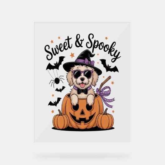 Sweet and Spooky Dog Halloween Acrylschild (Vorderseite)