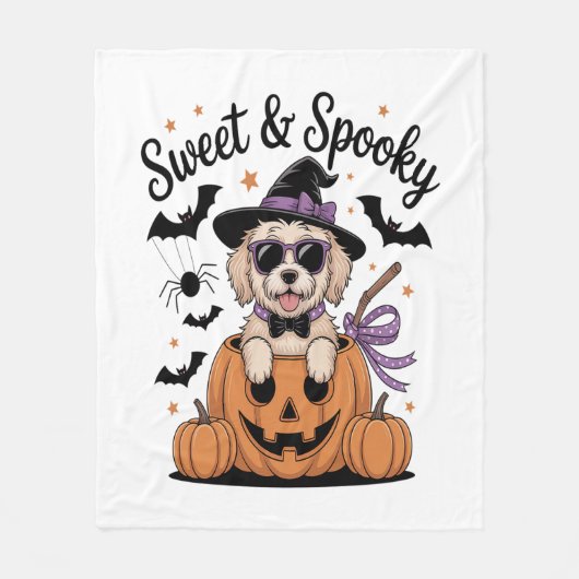 Sweet and Spooky Dog Halloween Fleecedecke (Vorderseite)