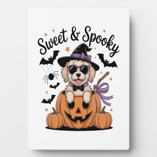 Sweet and Spooky Dog Halloween Fotoplatte (Vorderseite)