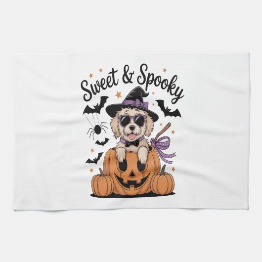 Sweet and Spooky Dog Halloween Geschirrtuch (Horizontal)