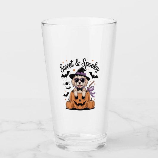Sweet and Spooky Dog Halloween Glas (Vorderseite)