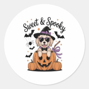 Sweet and Spooky Dog Halloween Runder Aufkleber