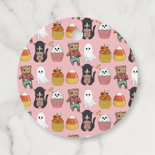 Sweet and Spooky Pink Halloween Kostüm Party Geschenkanhänger (Rückseite)