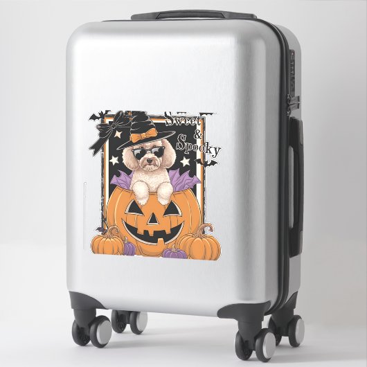 Sweet and Spooky Poodle and Pumpkin Aufkleber (Koffer)