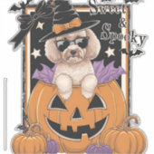 Sweet and Spooky Poodle and Pumpkin Aufkleber (Vorderseite)