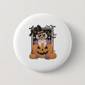 Sweet and Spooky Poodle and Pumpkin Button (Vorderseite)