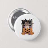 Sweet and Spooky Poodle and Pumpkin Button (Vorne & Hinten)