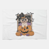 Sweet and Spooky Poodle and Pumpkin Geschirrtuch (Horizontal)