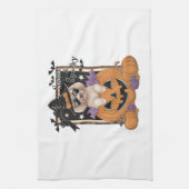 Sweet and Spooky Poodle and Pumpkin Geschirrtuch (Vertikal)