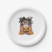 Sweet and Spooky Poodle and Pumpkin Pappteller (Vorderseite)