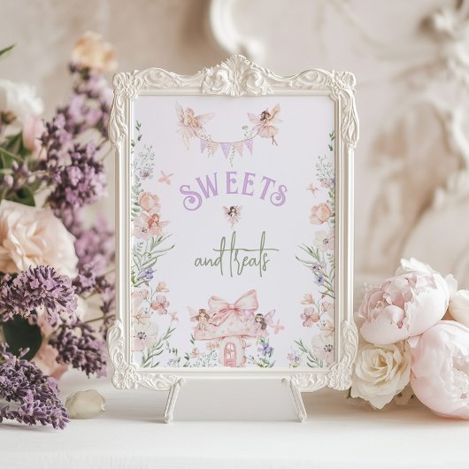 Sweet and Treats Fairy Birthday Lilac Wildflower Poster