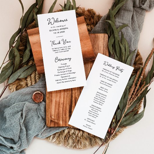 Sweet and Whimsical Black and White | Hochzeit Programm