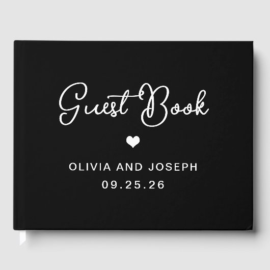 Sweet and Whimsical Black | Hochzeit Gästebuch (Vorderseite)