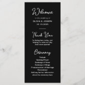 Sweet and Whimsical Black | Hochzeit Programm (Vorderseite)