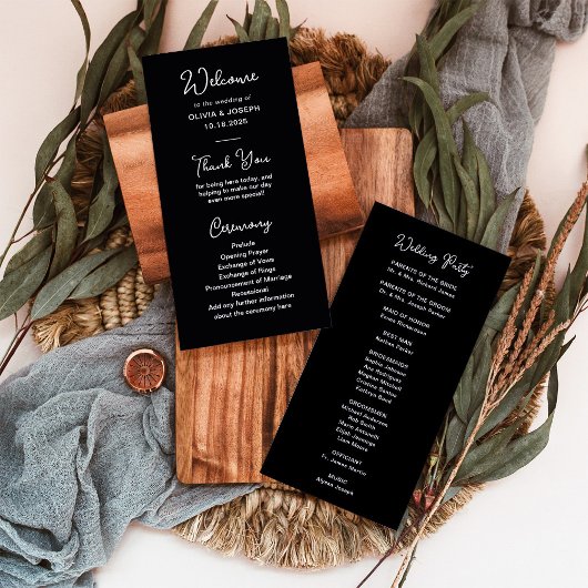 Sweet and Whimsical Black | Hochzeit Programm