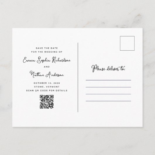 Sweet and Whimsical Foto | QR-Code Datum speichern Ankündigungspostkarte (Rückseite)