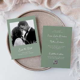 Sweet and Whimsical Sage Green | Foto- und QR-Code Save The Date