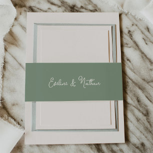 Sweet and Whimsical Sage Green Hochzeit Einladungsbanderole