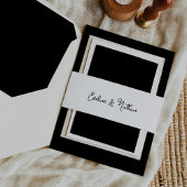 Sweet and Whimsical Simple Black and White Wedding Einladungsbanderole
