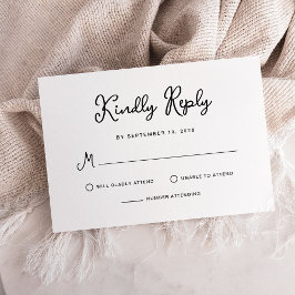 Sweet and Whimsical Simple Black and White Wedding RSVP Karte