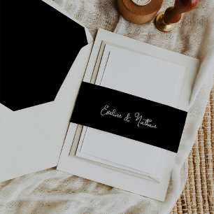 Sweet and Whimsical Simple Black Hochzeit Einladungsbanderole