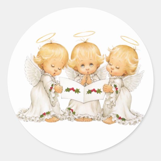 Sweet Angels Christmas Carols Runder Aufkleber (Vorderseite)