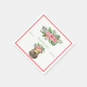 Sweet Animal Sloth Floral Pink Name Girly Birthday Serviette (Ecke)