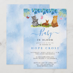 Sweet Animals Girl Baby in Bloom Baby Shower Einladung