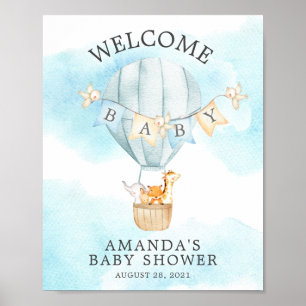 Sweet Animals Hot Air Ballon Willkommensdusche Poster