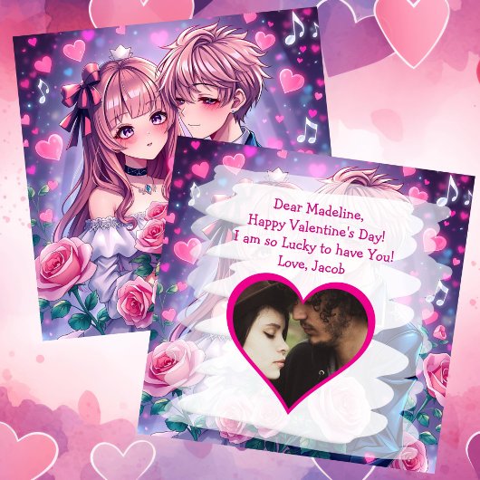 Sweet Anime Personalisiert Foto Valentinstag Karte
