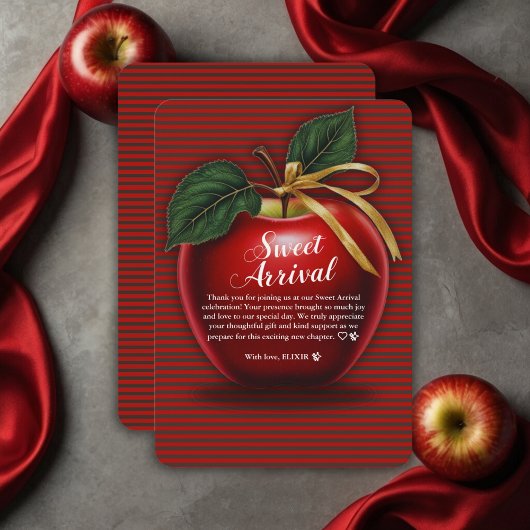 Sweet Ankunft Red Apple Baby Dusche Dankeskarte