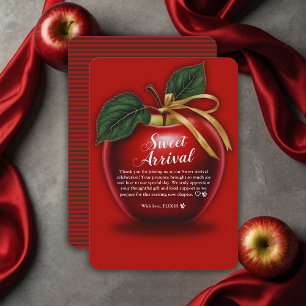 Sweet Ankunft Red Apple Baby Dusche Dankeskarte