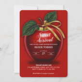 Sweet Ankunft Red Apple Baby Dusche Einladung (Vorderseite)