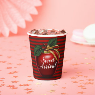 Sweet Ankunft Red Apple Baby Dusche Pappbecher