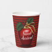 Sweet Ankunft Red Apple Baby Dusche Pappbecher (Rückseite)