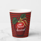 Sweet Ankunft Red Apple Baby Dusche Pappbecher (Vorderseite)