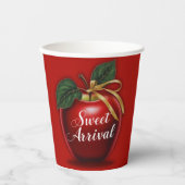 Sweet Ankunft Red Apple Baby Dusche Pappbecher (Vorderseite)