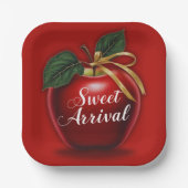 Sweet Ankunft Red Apple Baby Dusche Pappteller (Vorderseite)