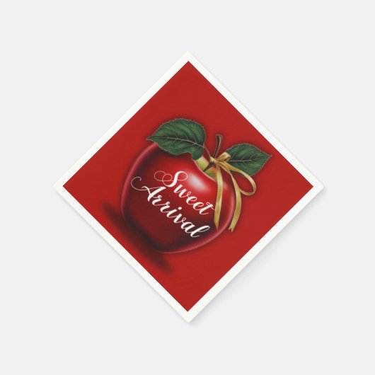 Sweet Ankunft Red Apple Baby Dusche Serviette (Ecke)