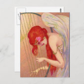 Sweet Antique Redkopfengel auf der Harp Postcard Postkarte (Vorne/Hinten)