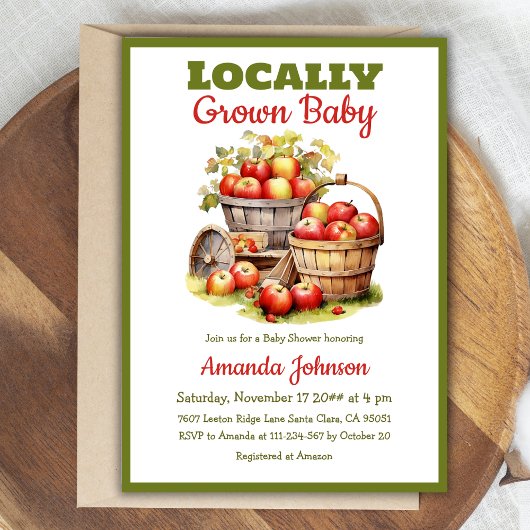 Sweet Apple Harvest Locale Grown Baby Shower Einladung