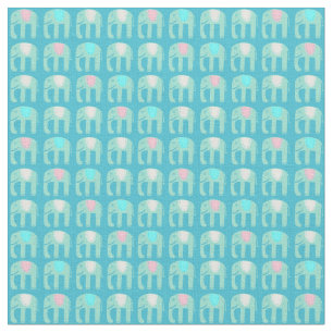 Sweet Aqua Blue Elephants Muster Stoff