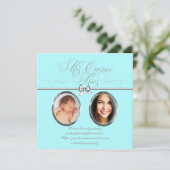 Sweet Aquamarin Blue Foto Quinceanera Einladung (Stehend Vorderseite)